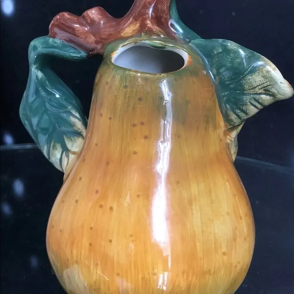 Sakura Sonoma Golden Yellow/Green Pear‎ Hand Painted Small Pitcher Creamer